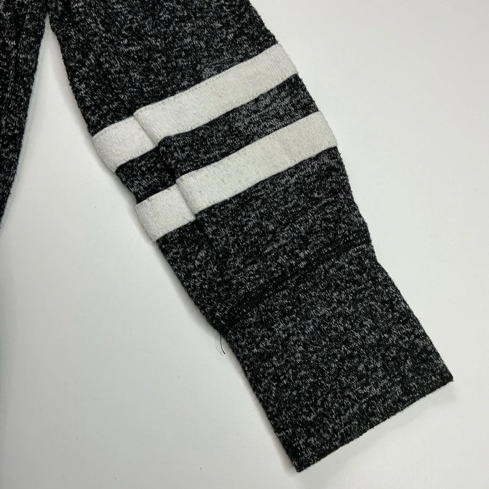 Old Navy Black Jack Plush Pullover Hoodie Kids Size S 6-7 Varsity Stripe Sporty